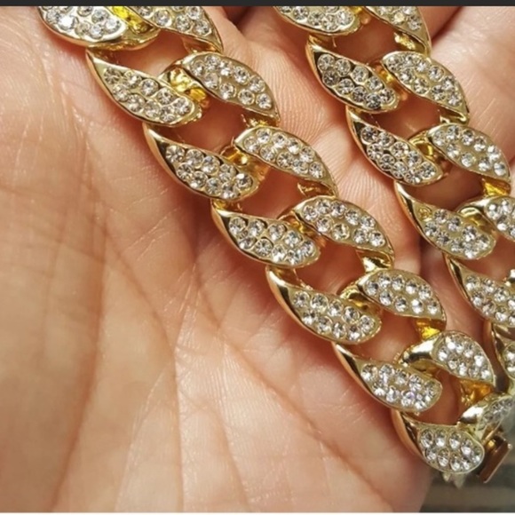 Iced Out Miami Cuban Necklace Choker Hip Hop New - Picture 2 of 2